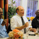 Michael Oreskes, flanked by Richard Prince and Lawrence Kaggwa, retired Howard University journalism professor, at the Journal-isms Roundtable in Washington in June 2015. He called diversity a “journalistic imperative.” (Jason Miccolo Johnson)